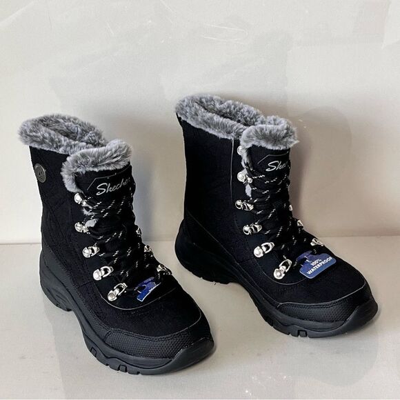 Skechers Trego Cold Blue Waterproof Lace Up Winter Boots - Picture 1 of 6